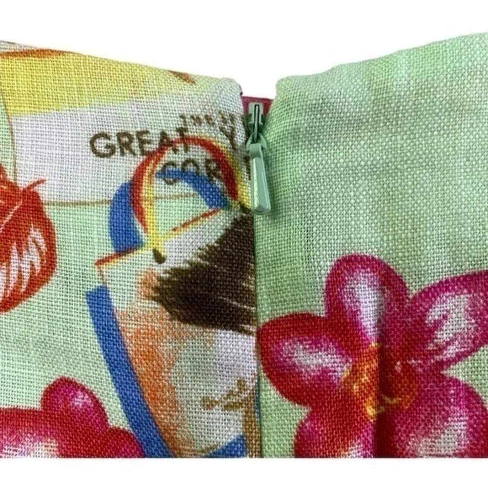 DANDY by RANDI M. Green Tropical Floral Holiday Linen Mini‎ Skirt